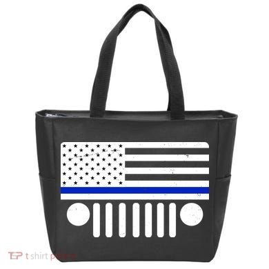 Blue Thin Line American Flag Car Off Roading Tote Bag