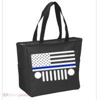 Blue Thin Line American Flag Car Off Roading Tote Bag thumb 2