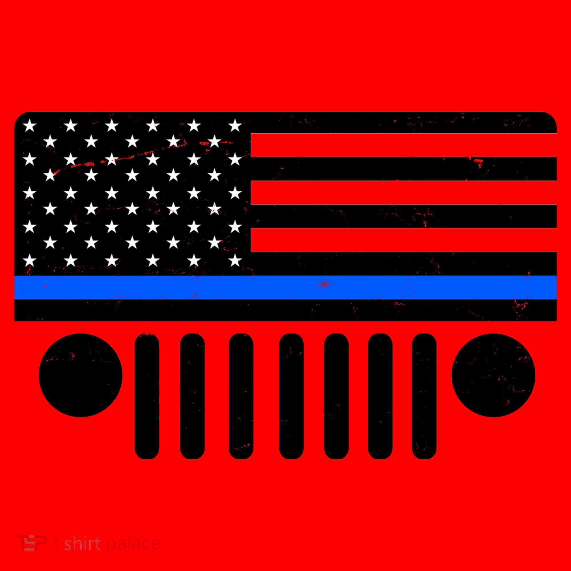 Blue Thin Line American Flag Car Off Roading Santa Hat