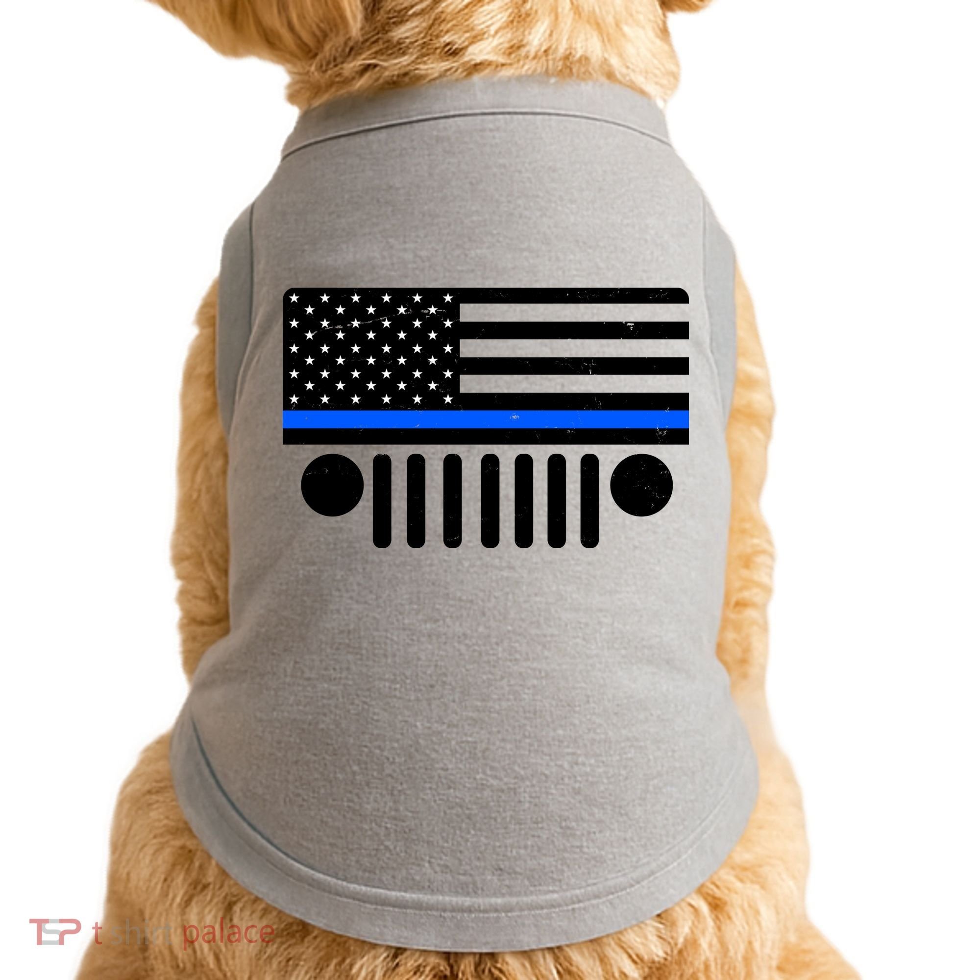 Blue Thin Line American Flag Car Off Roading Doggie Tank
