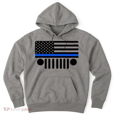 Blue Thin Line American Flag Car Off Roading Hoodie