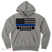 Blue Thin Line American Flag Car Off Roading Hoodie thumb 0