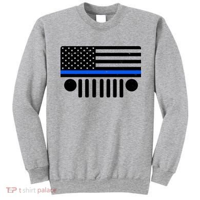 Blue Thin Line American Flag Car Off Roading Sweatshirt