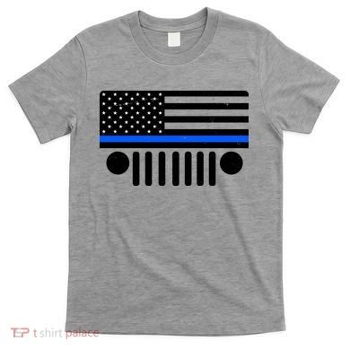 Blue Thin Line American Flag Car Off Roading T-Shirt