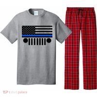 Blue Thin Line American Flag Car Off Roading Pajama Set thumb 0