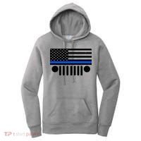 Blue Thin Line American Flag Car Off Roading Women's Hoodie thumb 0