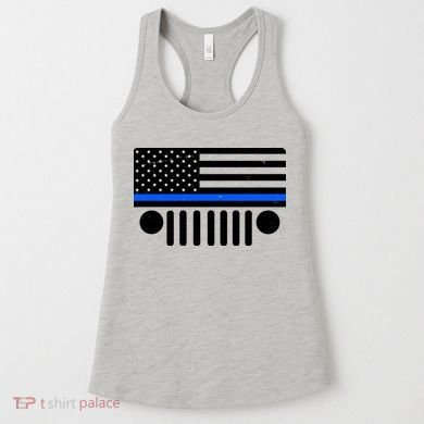 Blue Thin Line American Flag Car Off Roading Women's Tank Top