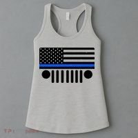 Blue Thin Line American Flag Car Off Roading Women's Tank Top thumb 3