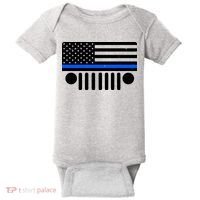 Blue Thin Line American Flag Car Off Roading Baby Bodysuit thumb 0