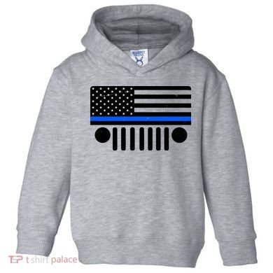 Blue Thin Line American Flag Car Off Roading Toddler Hoodie