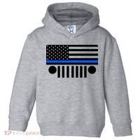 Blue Thin Line American Flag Car Off Roading Toddler Hoodie thumb 0