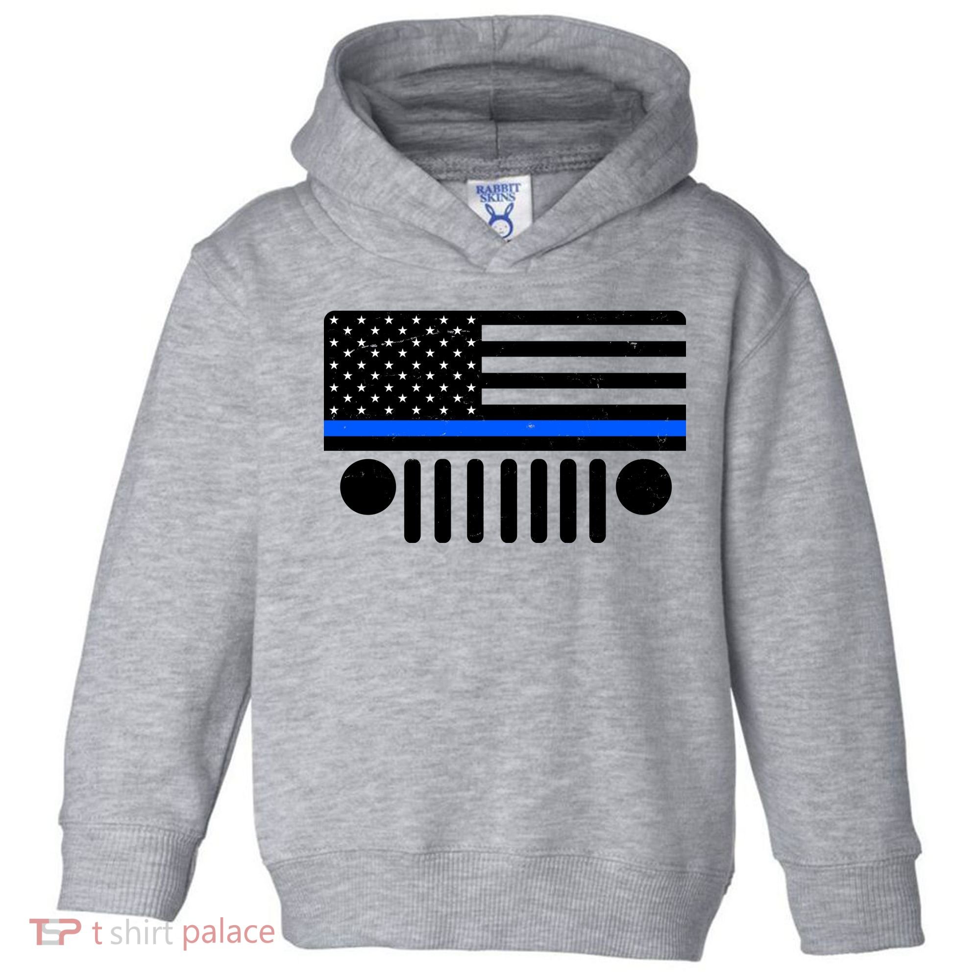 Blue Thin Line American Flag Car Off Roading Toddler Hoodie