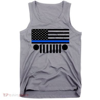 Blue Thin Line American Flag Car Off Roading Tank Top
