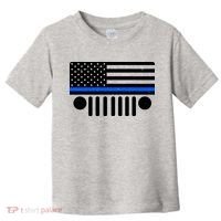 Blue Thin Line American Flag Car Off Roading Toddler T-Shirt thumb 0