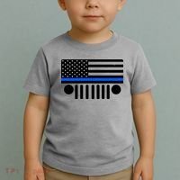 Blue Thin Line American Flag Car Off Roading Toddler T-Shirt thumb 2