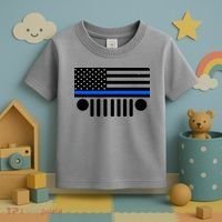 Blue Thin Line American Flag Car Off Roading Toddler T-Shirt thumb 3