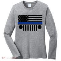 Blue Thin Line American Flag Car Off Roading Women's Long Sleeve Shirt thumb 0