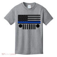 Blue Thin Line American Flag Car Off Roading Kids T-Shirt thumb 0