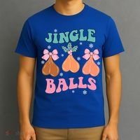 Jingle Balls Tinsel Tits Groovy Retro Xmas Holiday Christmas Gift T-Shirt thumb 3