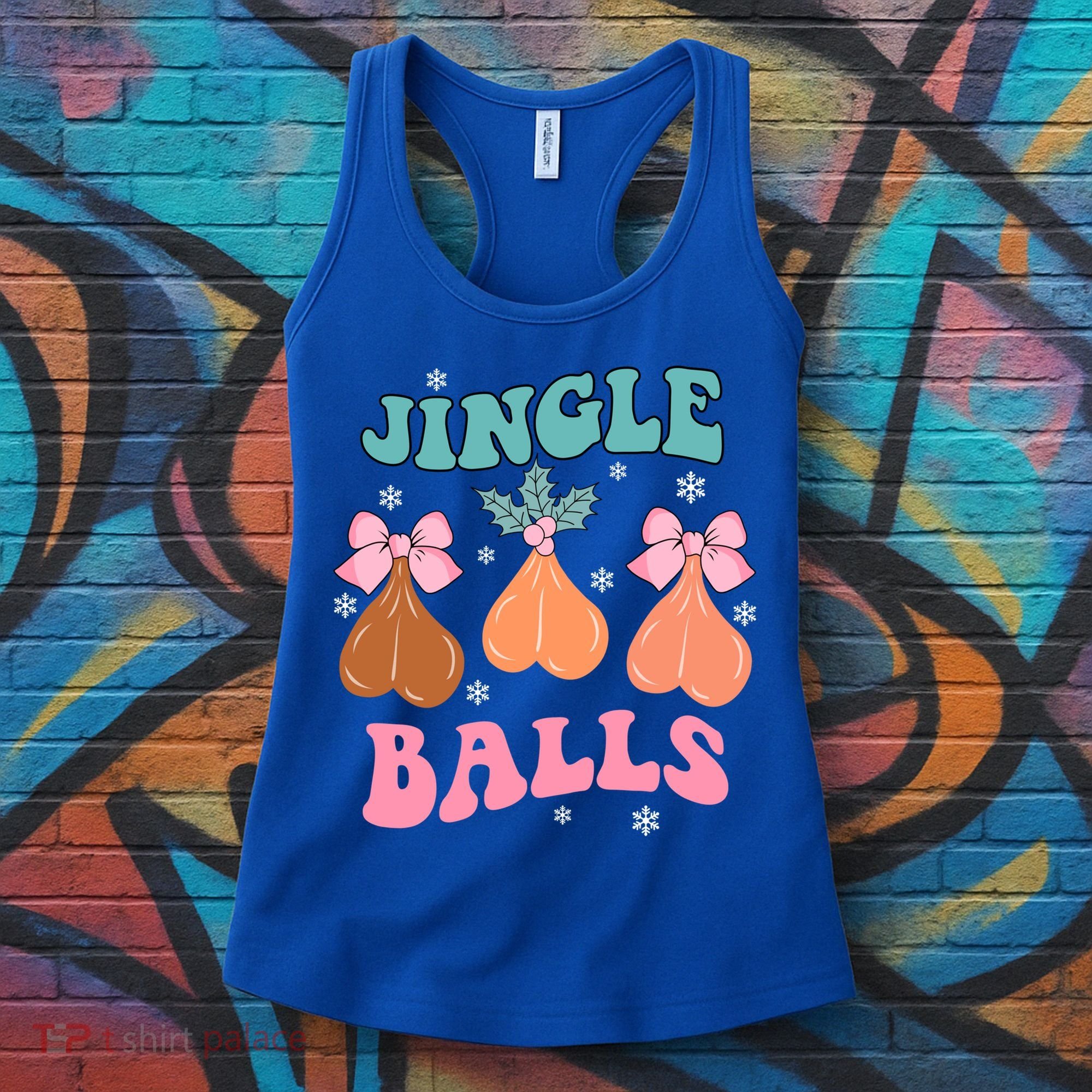 Jingle Balls Tinsel Tits Groovy Retro Xmas Holiday Christmas Gift Women's Tank Top