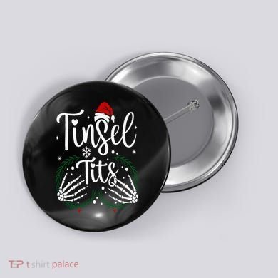 Jingle Balls Tinsel Tits Matching Christmas Couples Button