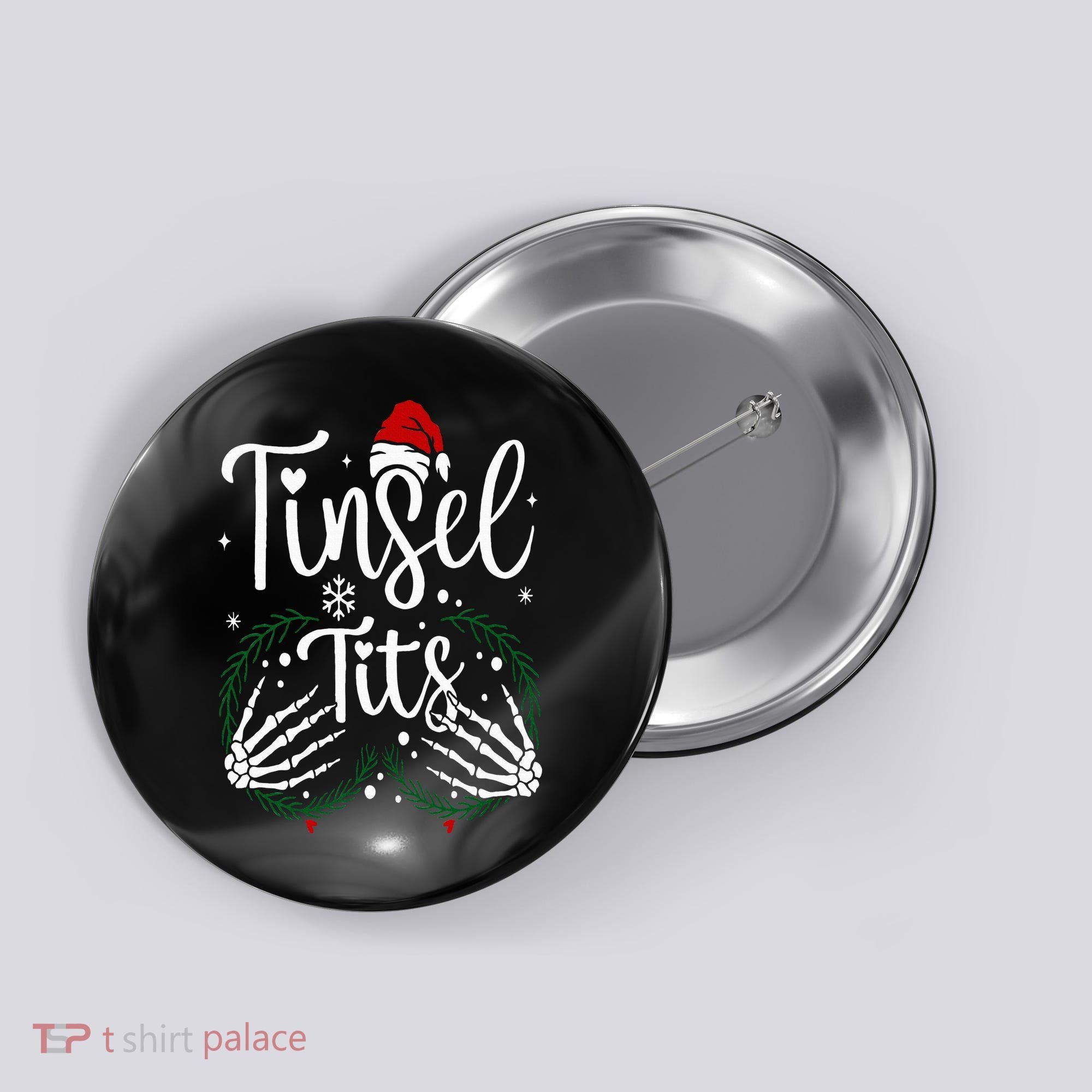 Jingle Balls Tinsel Tits Matching Christmas Couples Button