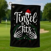 Jingle Balls Tinsel Tits Matching Christmas Couples Golf Towel thumb 1