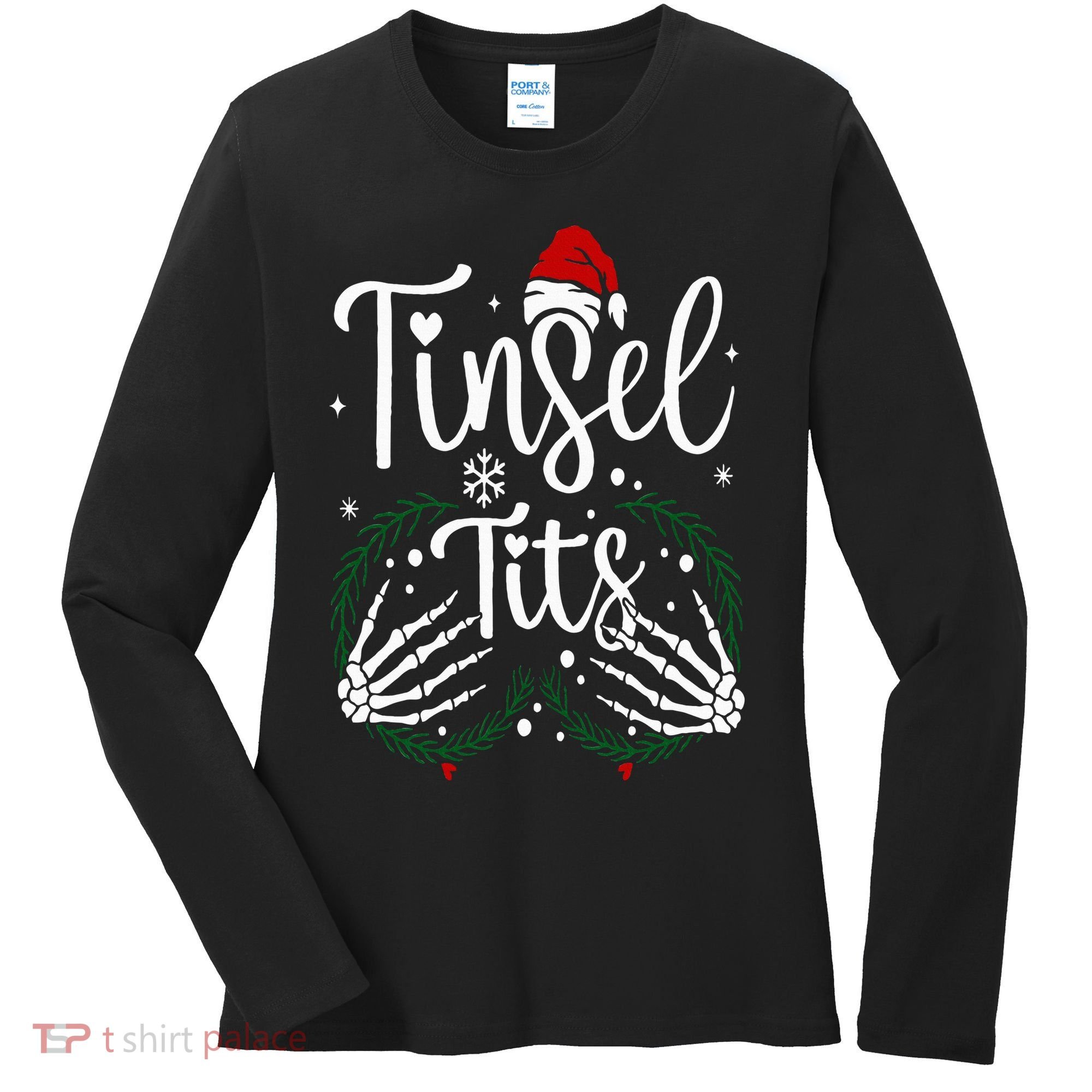 Jingle Balls Tinsel Tits Matching Christmas Couples Women's Long Sleeve Shirt