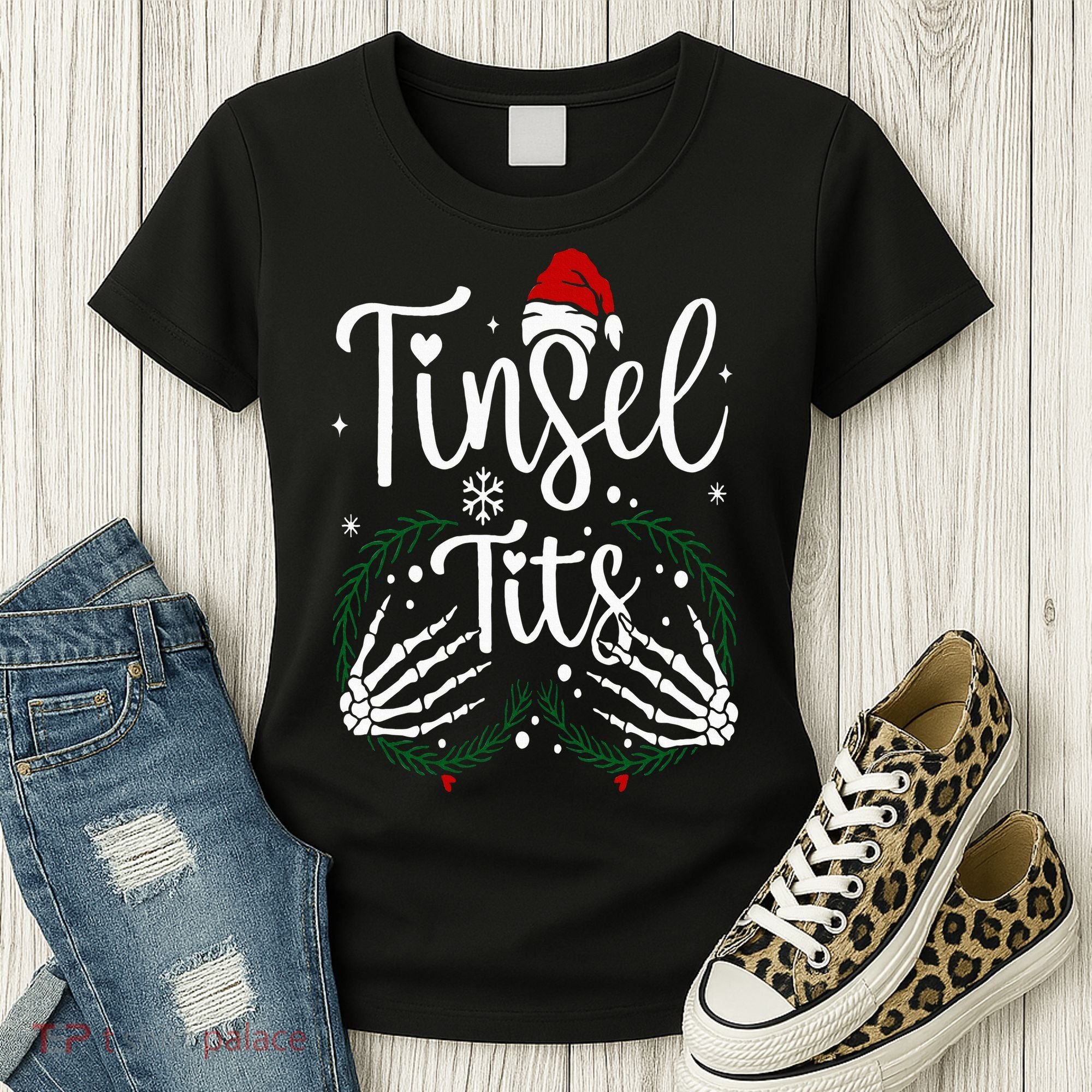 Jingle Balls Tinsel Tits Matching Christmas Couples Women's T-Shirt