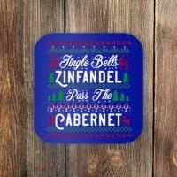 Jingle Bells Zinfandel Pass The Cabernet Ugly Christmas Wine Gift Coaster thumb 0