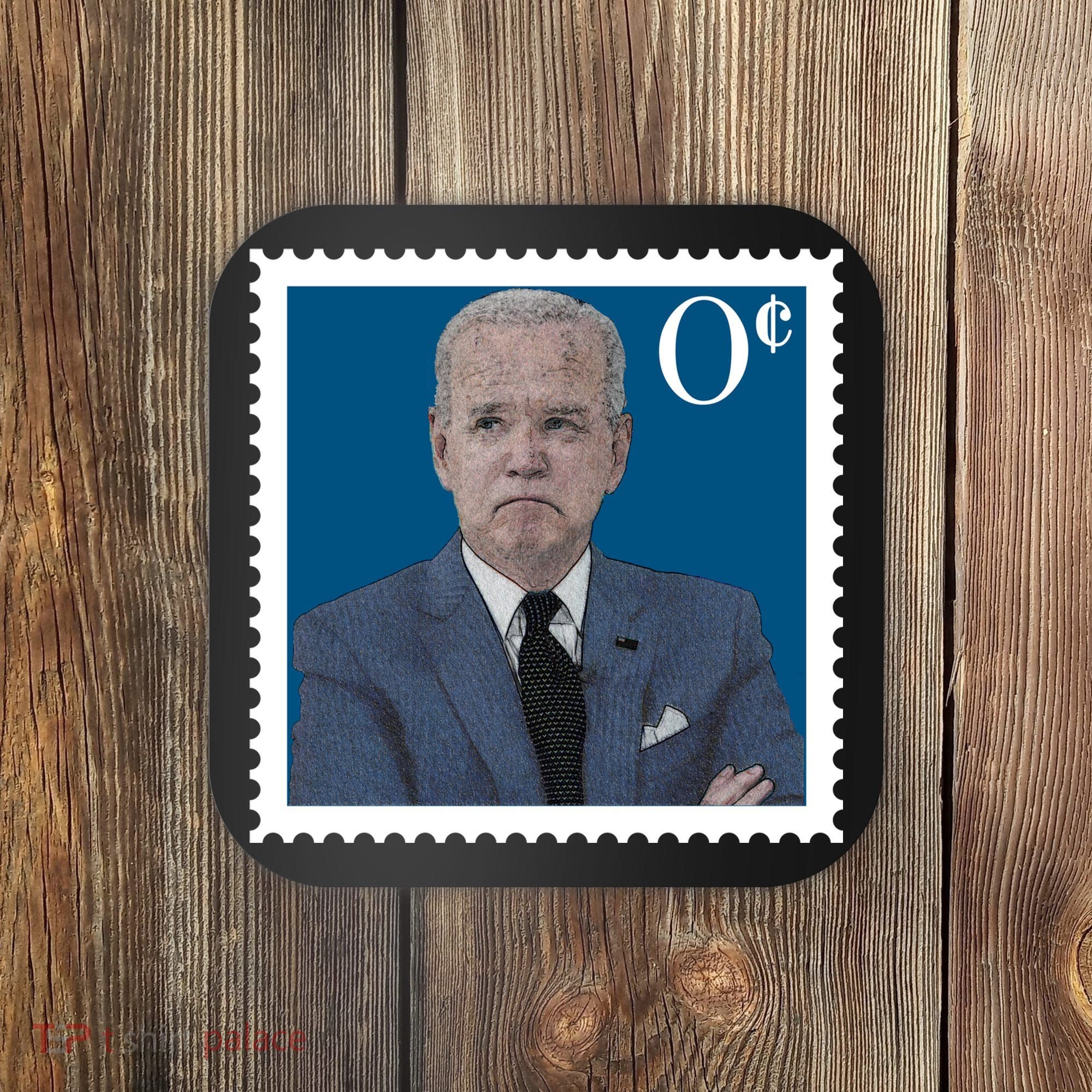 Joe Biden Zero Cents Stamp 0 Funny Worthless President Coaster