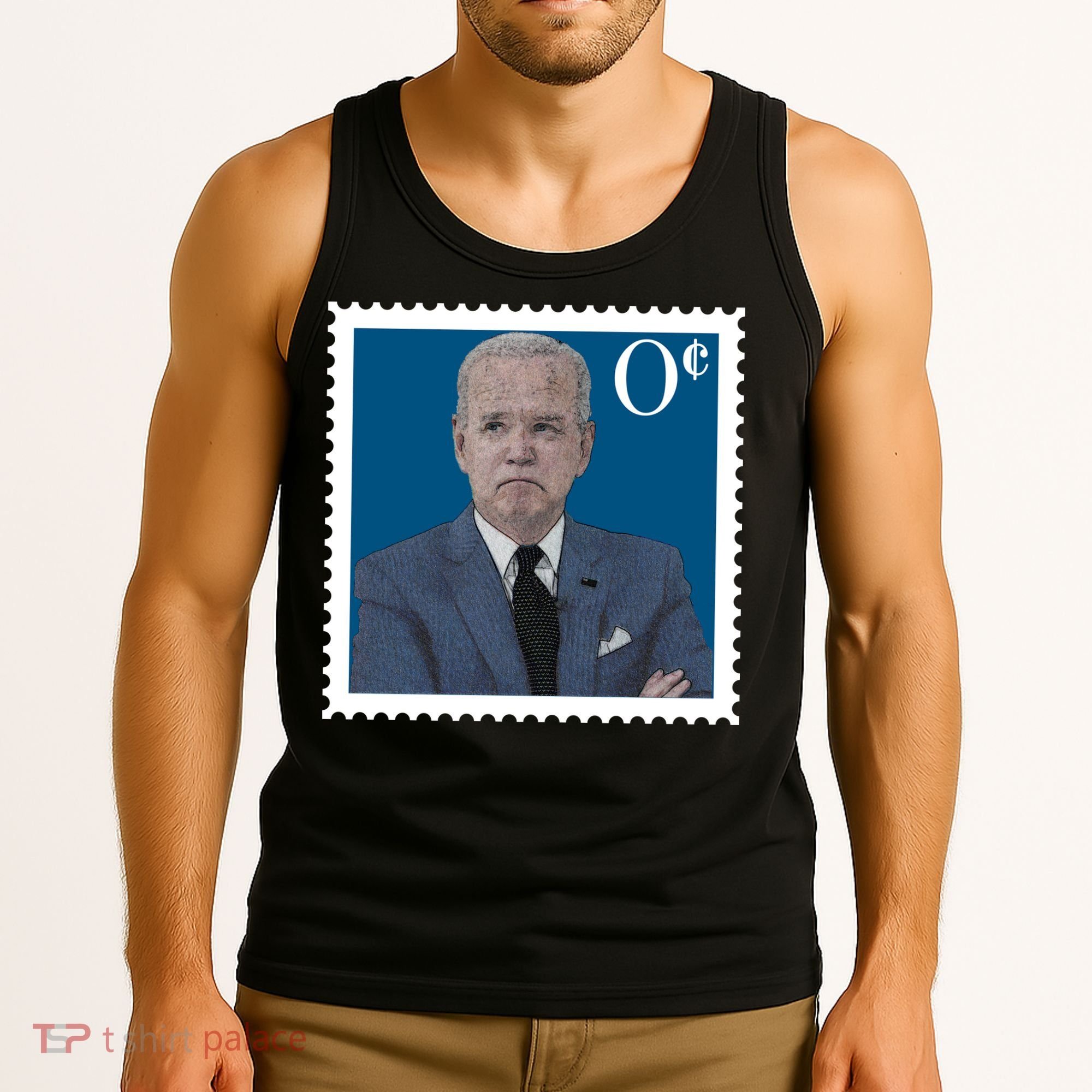 Joe Biden Zero Cents Stamp 0 Funny Worthless President Tank Top