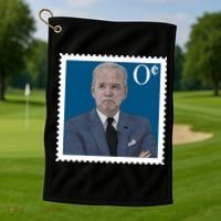 Joe Biden Zero Cents Stamp 0 Funny Worthless President Golf Towel thumb 1