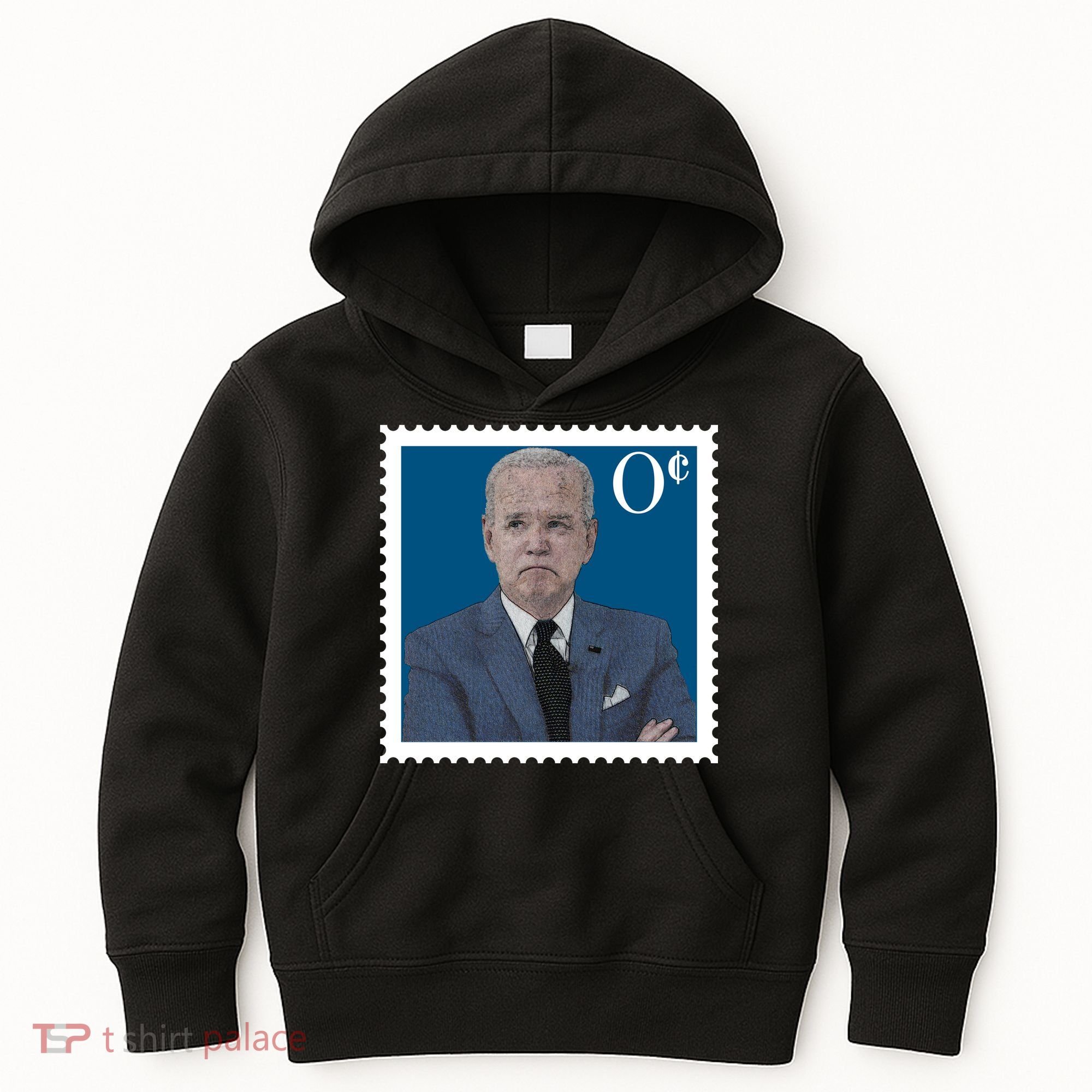 Joe Biden Zero Cents Stamp 0 Funny Worthless President Kids Hoodie