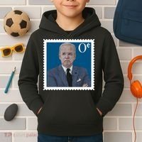 Joe Biden Zero Cents Stamp 0 Funny Worthless President Kids Hoodie thumb 2