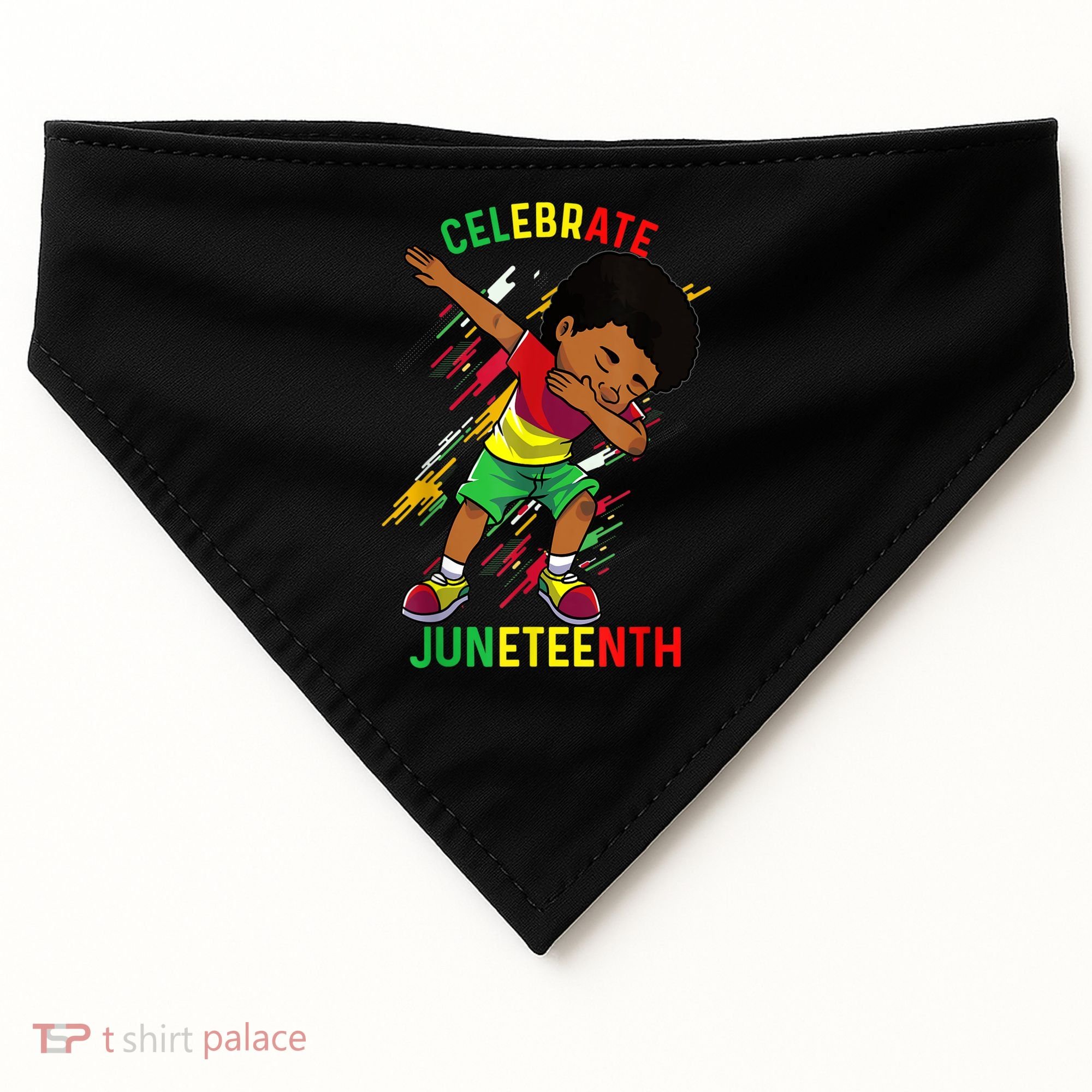 Juneteenth Celebrate 1865 King Dabbing Black African Boys USA-Made Doggie Bandana