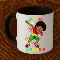 Juneteenth Celebrate 1865 King Dabbing Black African Boys Coffee Mug thumb 2