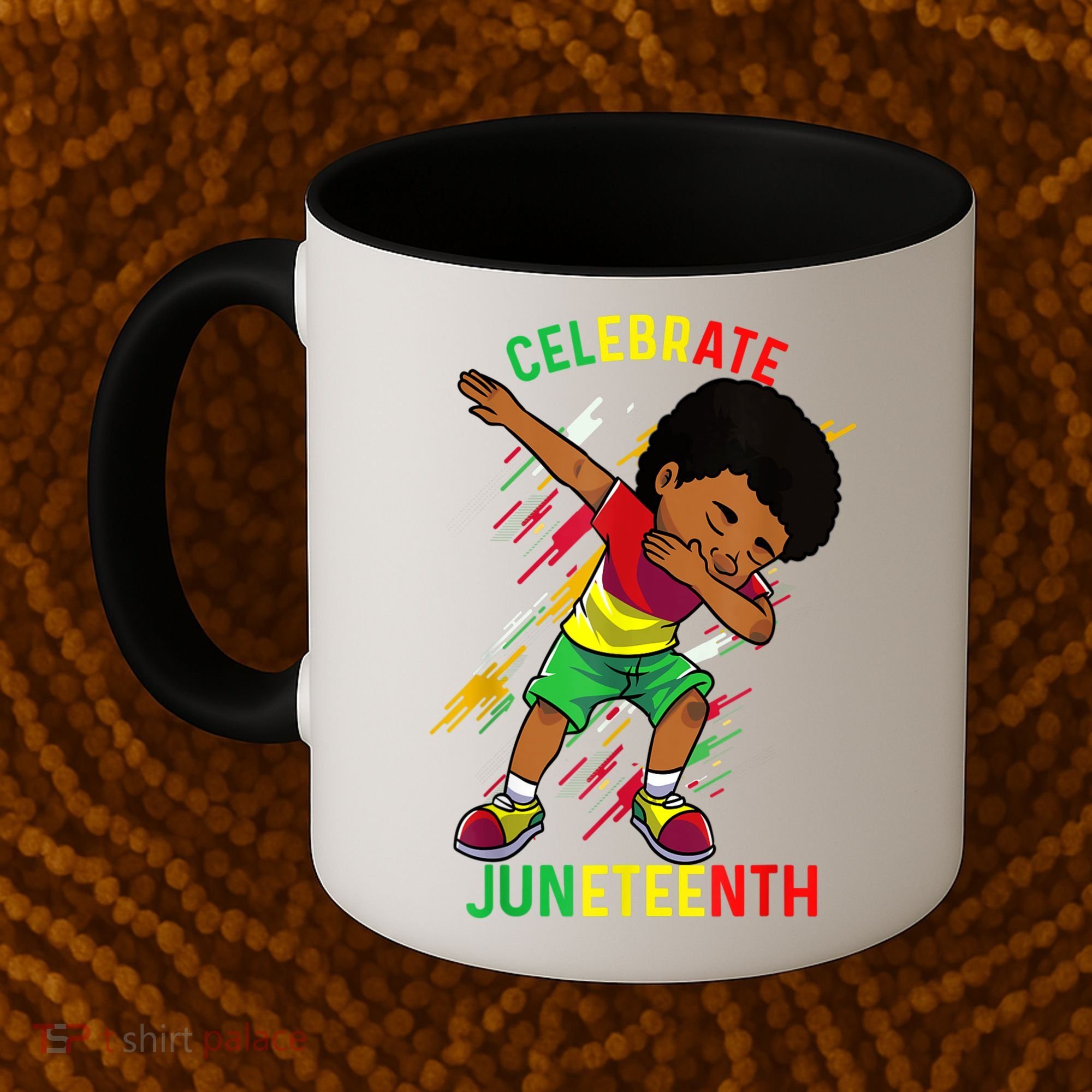 Juneteenth Celebrate 1865 King Dabbing Black African Boys Coffee Mug