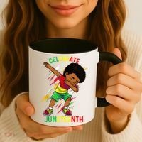 Juneteenth Celebrate 1865 King Dabbing Black African Boys Coffee Mug thumb 3