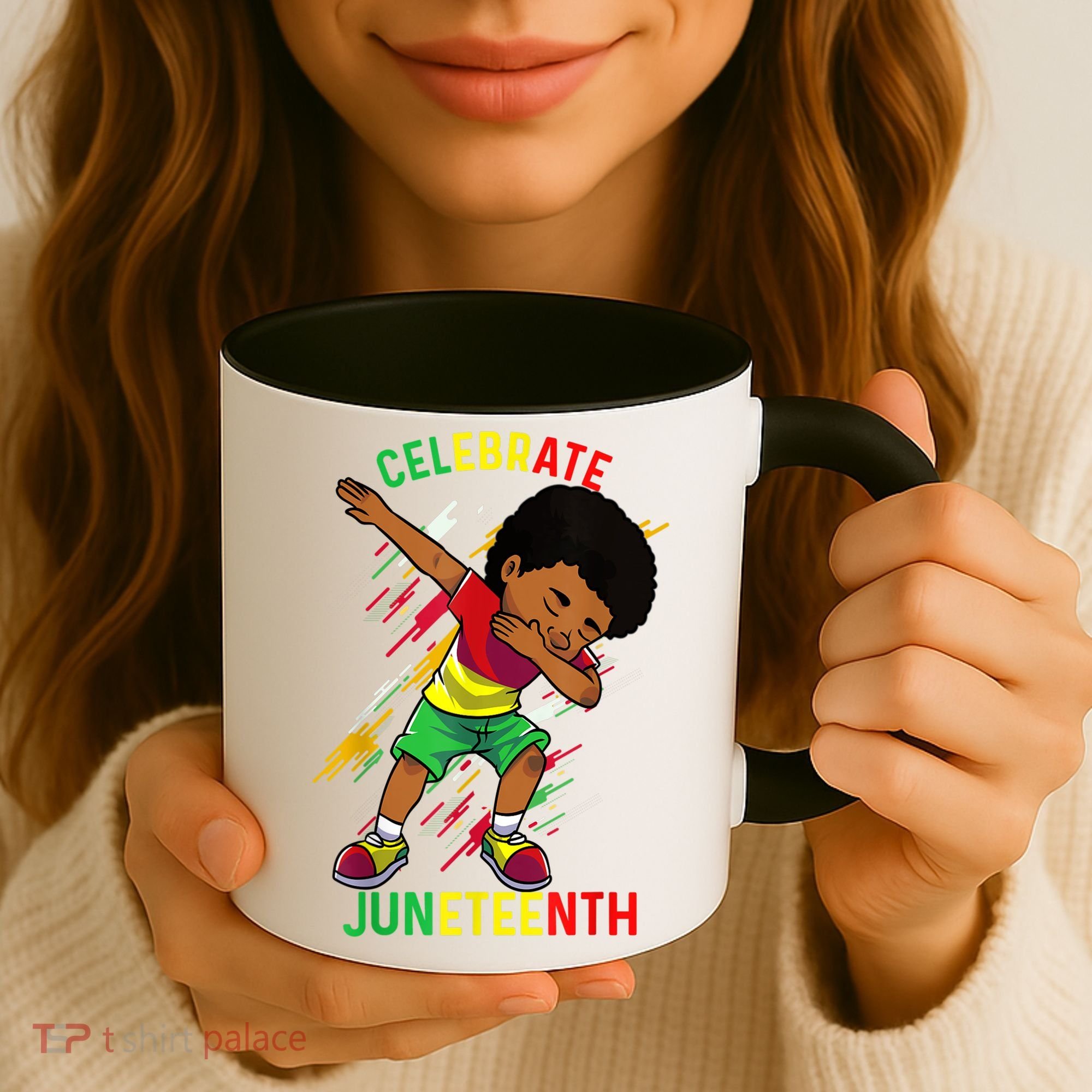 Juneteenth Celebrate 1865 King Dabbing Black African Boys Coffee Mug