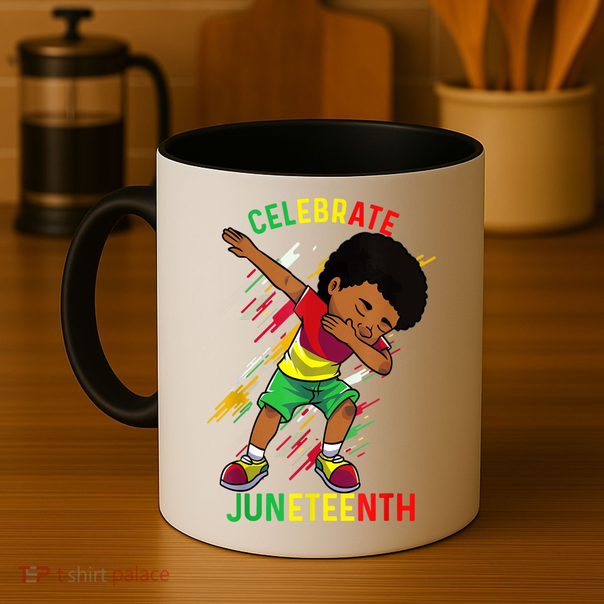 Juneteenth Celebrate 1865 King Dabbing Black African Boys Coffee Mug
