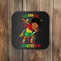 Juneteenth Celebrate 1865 King Dabbing Black African Boys Coaster thumb 0