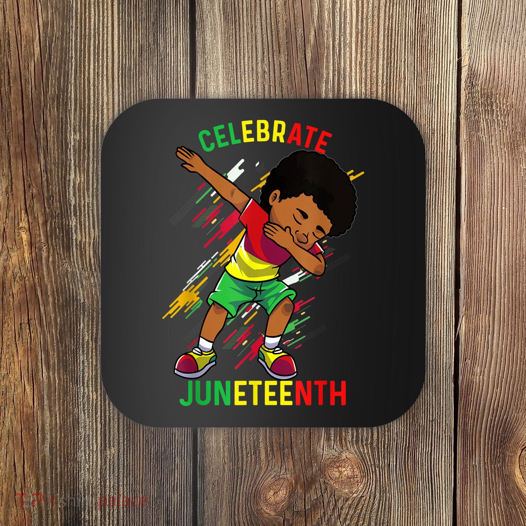 Juneteenth Celebrate 1865 King Dabbing Black African Boys Coaster