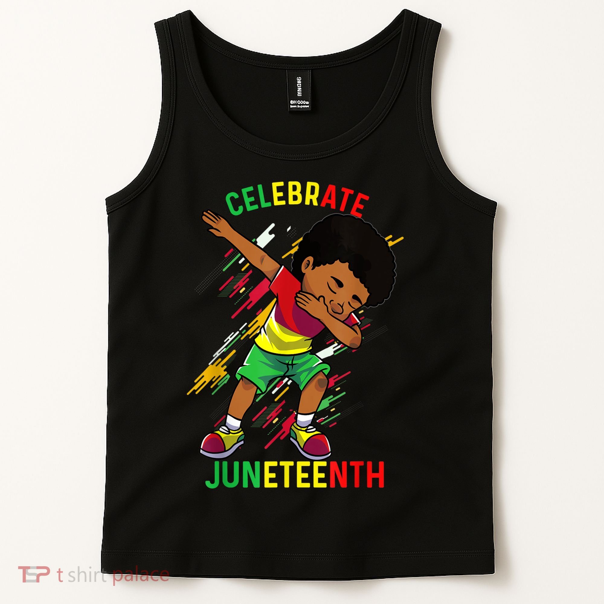 Juneteenth Celebrate 1865 King Dabbing Black African Boys Tank Top