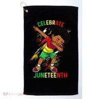 Juneteenth Celebrate 1865 King Dabbing Black African Boys Golf Towel thumb 0
