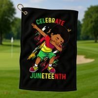 Juneteenth Celebrate 1865 King Dabbing Black African Boys Golf Towel thumb 1