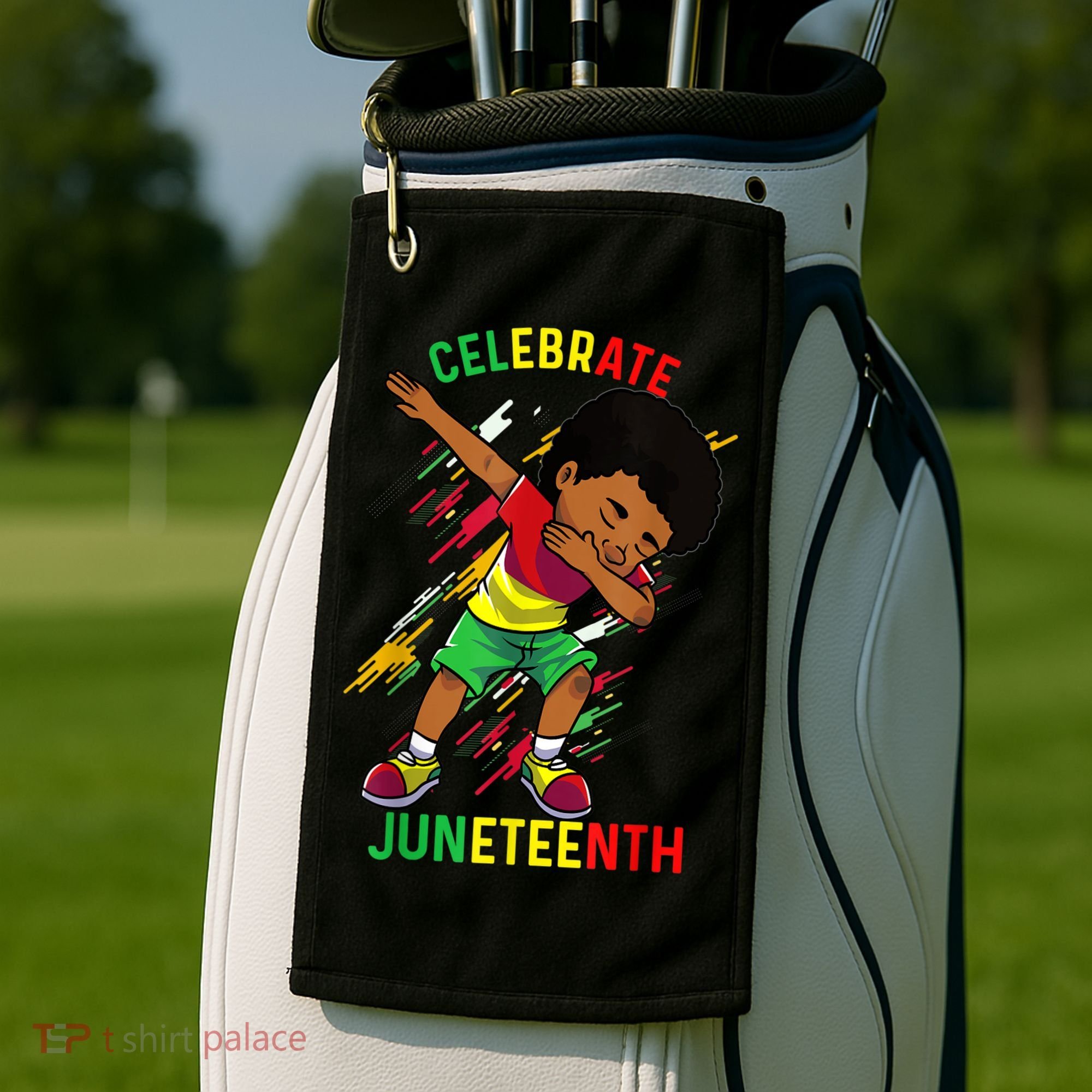 Juneteenth Celebrate 1865 King Dabbing Black African Boys Golf Towel