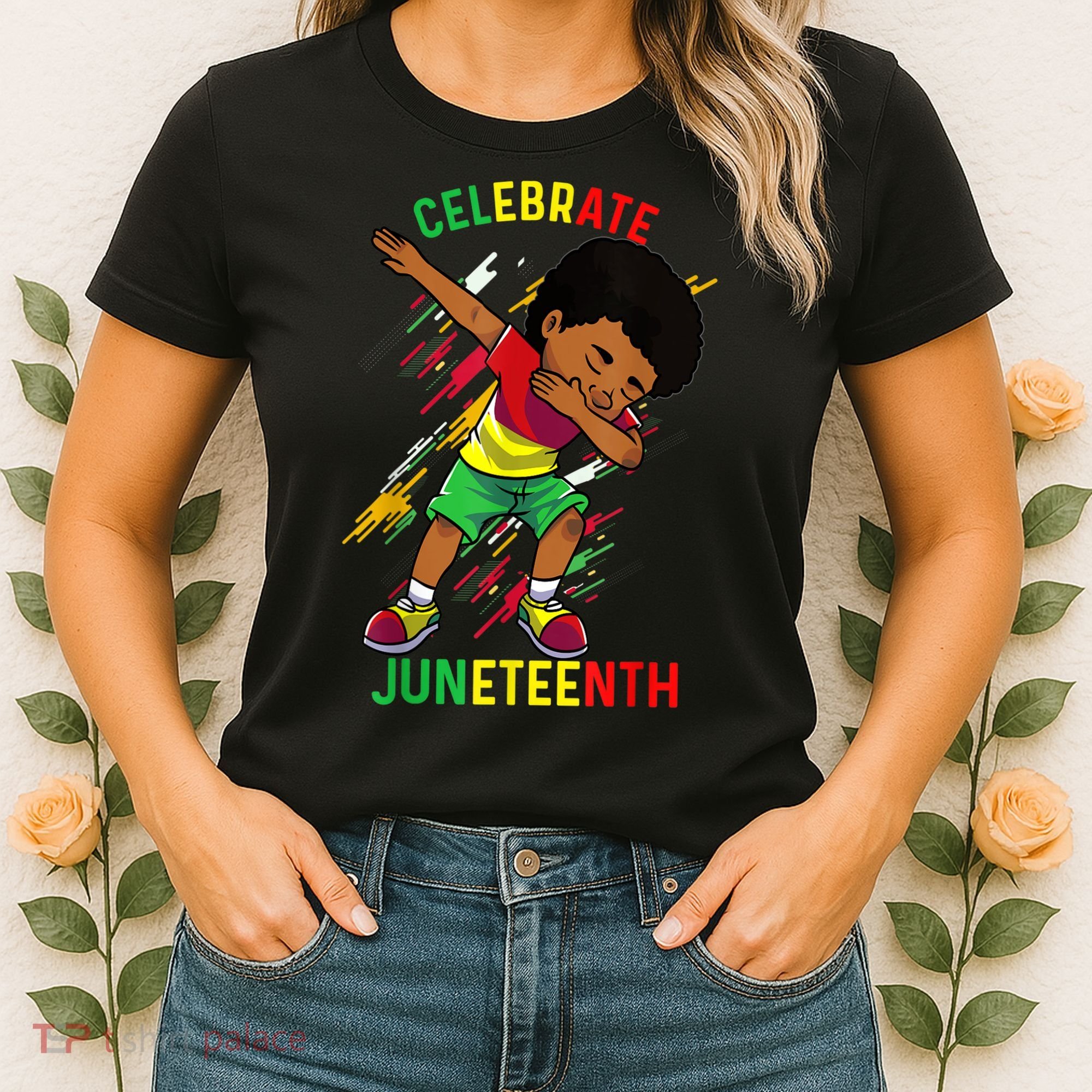 Juneteenth Celebrate 1865 King Dabbing Black African Boys Women's T-Shirt