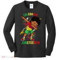 Juneteenth Celebrate 1865 King Dabbing Black African Boys Kids Long Sleeve Shirt thumb 0