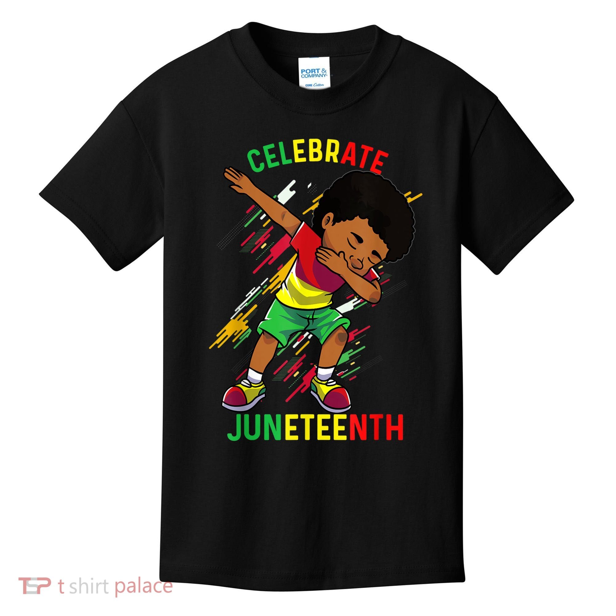 Juneteenth Celebrate 1865 King Dabbing Black African Boys Kids T-Shirt